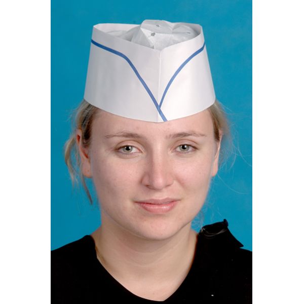 Haixin Restaurant Caps High Quality Disposable Paper Nonwoven Cooking Hair Kitchen Chef Forage Hats with Red Line Customized