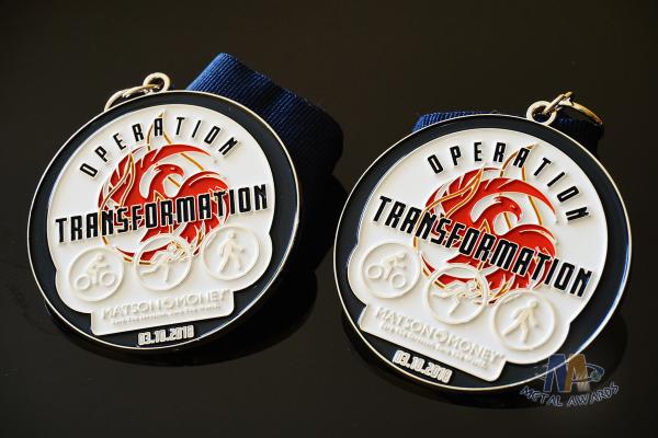 Riding Running Walking Sports Trophies And Medals Casting Mold And Navy Blue Ribbon
