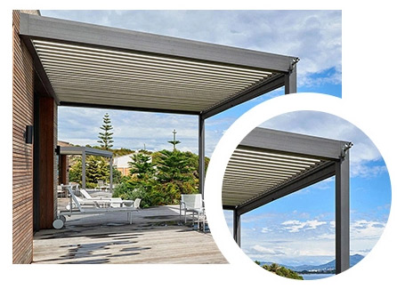 Waterproof Motorized Bioclimatic Pergola with 6063-T5 Aluminum Alloy Retractable Louvered Roof