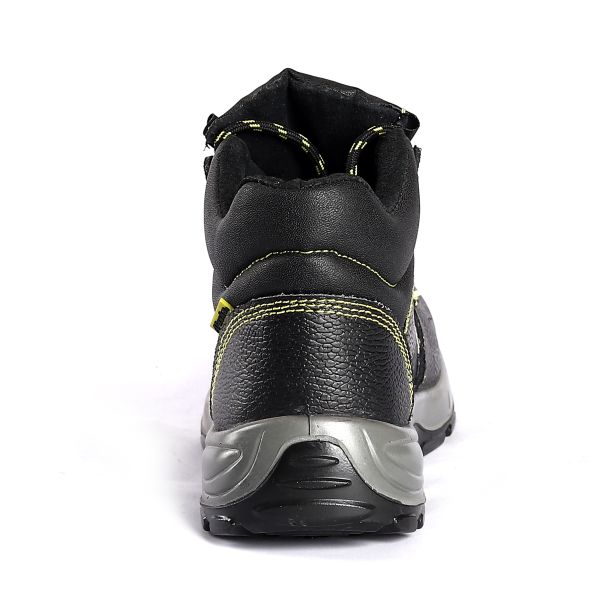Middle Cut Genuine Leather Safety Shoes with Steel Toe and Plate Anti Smash Waterproof Work Boots