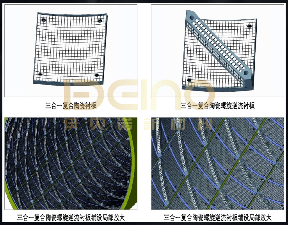 Hot Vulcanizing Rubber Ceramic Liners Industrial Wear Resistant