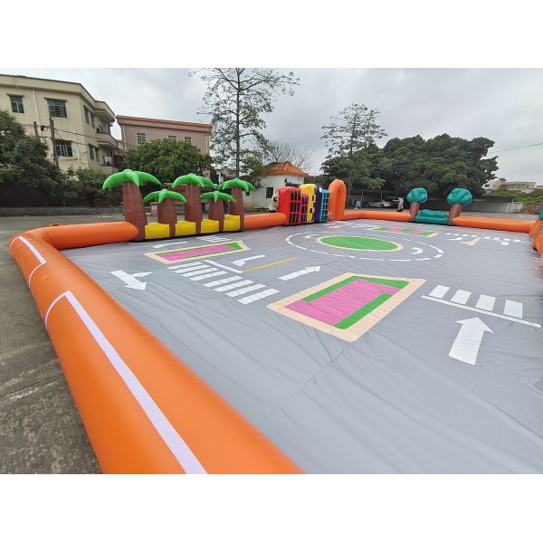 Коммерческая открытая надувная спортивная игра надувная симулируемая городская дорога надувная гоночная трасса воздушная трасса