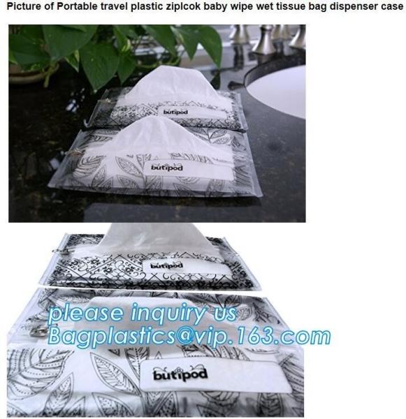 Biodegradable BUTIPOD bag, portable travel Zip lockk baby wipe wet tissue bag, dispenser case packaging, tissue packaging
