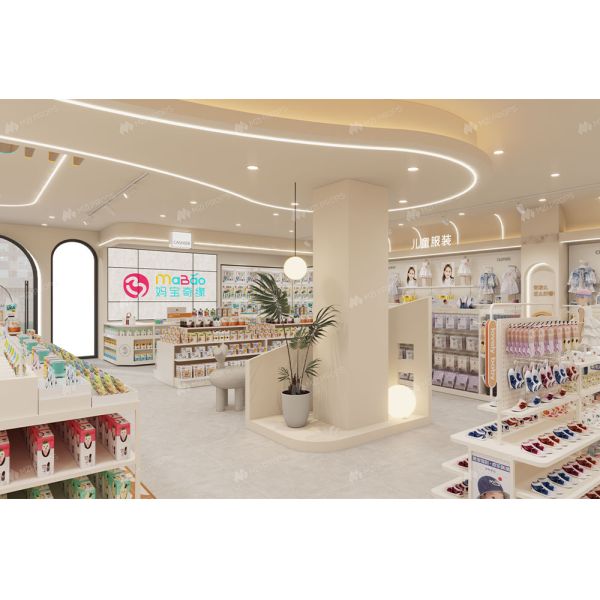 BBC013 Présentoir de magasin de marque - Cabinet de magasin peu encombrant - Présentoir de magasin pour bébé - Design de magasin