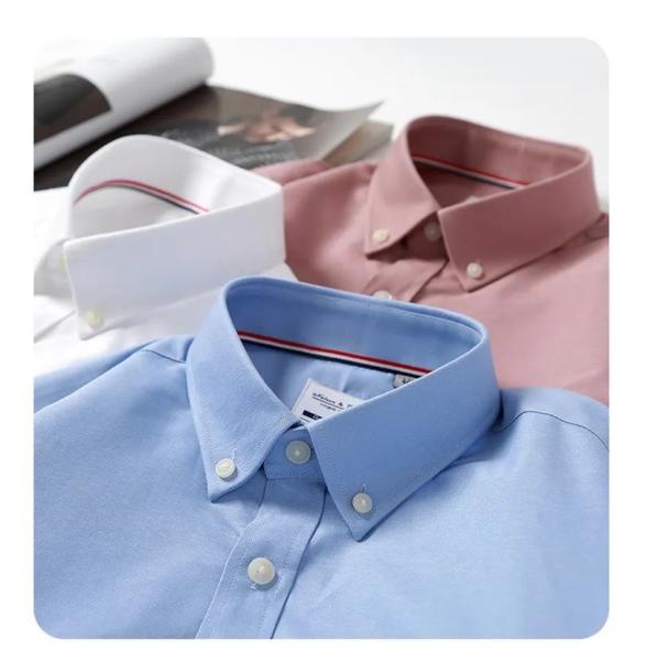                  2023 New Men′s Oxford Textile Shirt Pure Cotton Spring and Autumn Long Sleeve Youth Shirt Cotton Pocket Stripe Wholesale             
