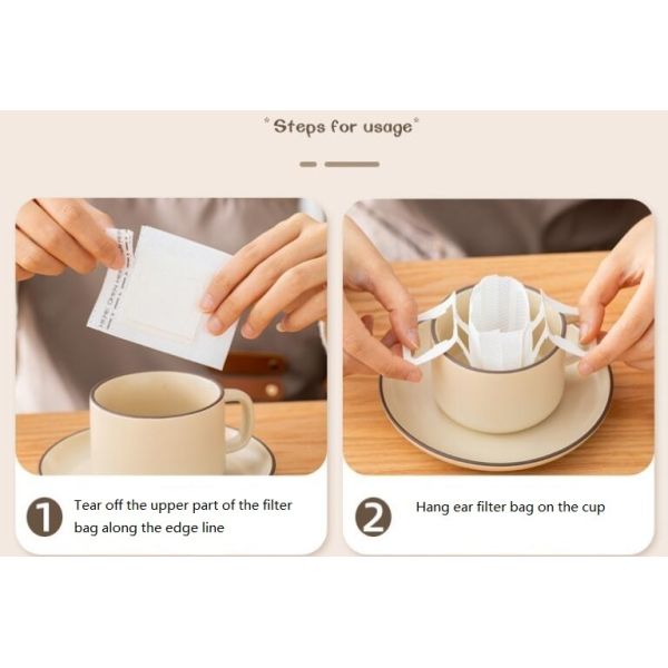 Portable Hanging Ear Coffee Filter Paper Bag 7.5*9cm Creative Design Disposable Filter