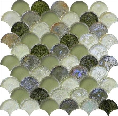Grey green mix water waving glass mosaic
