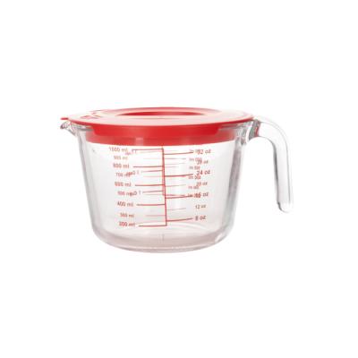 Eco Friendly Heat Resistant Glass Measuring Cups With PP Lid 500ml 1000ml
