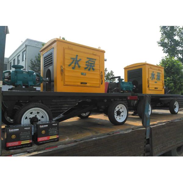 Rainproof Trailer Diesel Engine Water Pump With 24 KW Engine Water Cooling