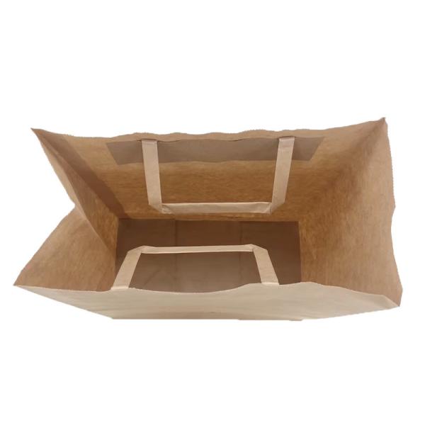Biodegradable Paper Bag Flat Handle Coffee Food Kraft Take Out Paper Bags