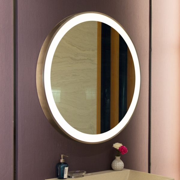 Golden Metal Framed Makeup Mirror for Home Hanging Decorative in Fitness Gym Center