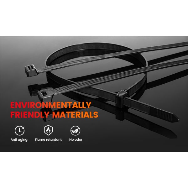 Black Double Sided Zip Ties Custom Size High Durability For Garment