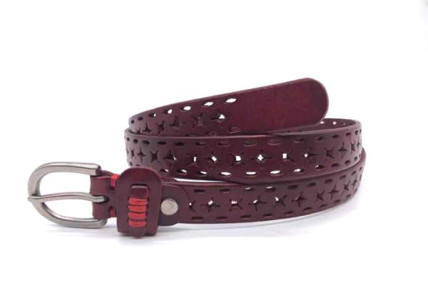 Hollow Out 2.5cm Womens Genuine Leather Belt Needle Buckles