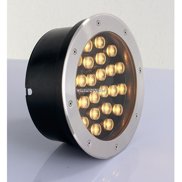 24w Round Led Underground Light Garden Path Buried Ip67 In Black Color