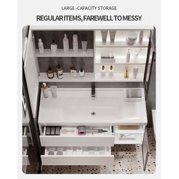 80*60cm Wall Mount Bathroom Vanity Plywood Mirror Cabinet Different Colors