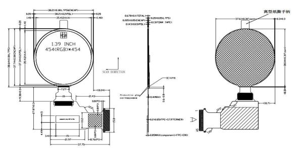 1.39 Inch Round AMOLED Display 454*454 SPI/QAD-SPI Interface Driving IC RM69330