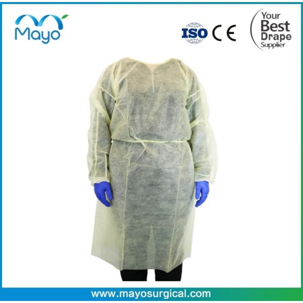 Нетканые одноразовые изоляционные платья без латекса 10EA (плетенистые манжеты