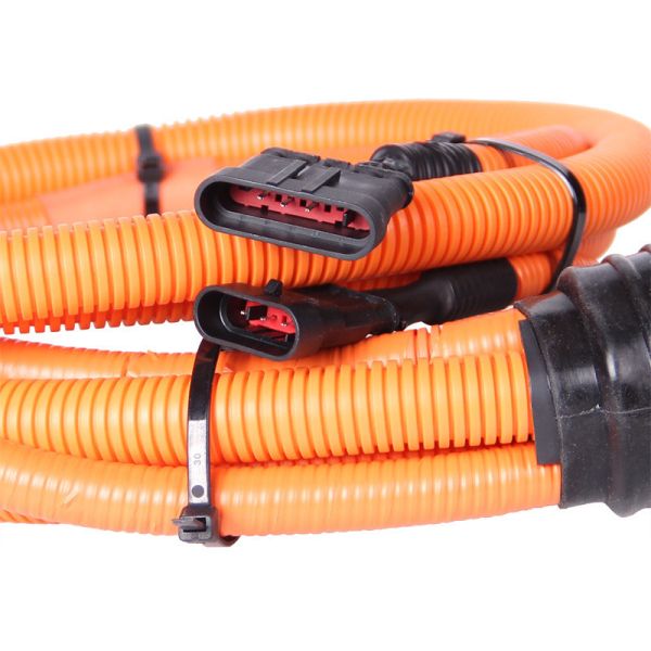 Orange 2000mm Electric Vehicle Cable DC Charging Socket Wiring Harness