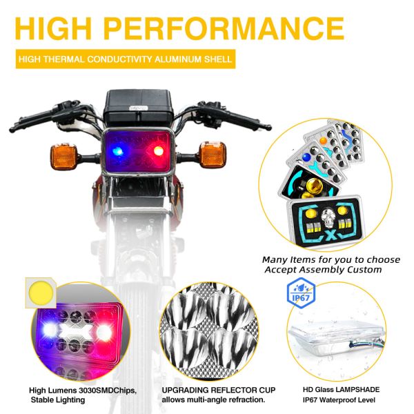 4x6 дюйма Cg125 125cc Красный Синий Мотоцикл Светодиодные фары с пластиковым отражателем