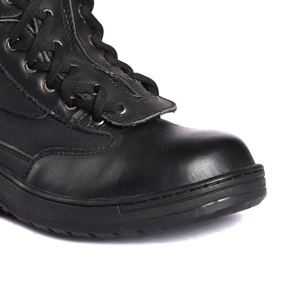 Водонепроницаемая стальная обувь Антискользящая PU подошва Шнурки для работы Черный цвет Человек Обувь безопасности