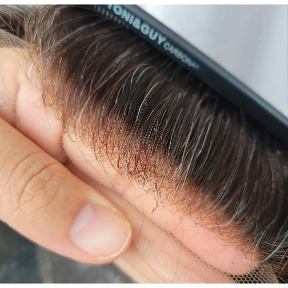 Mens Toupee Hairpiece Fine Mono Hair System Replacement Poly Skin Around with lace front Men Wig