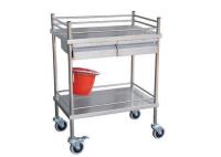 Two Layers Stainless Steel Medical Trolley Medicine Change Hospital Cart With Plastic Barrel (ALS-SS05)