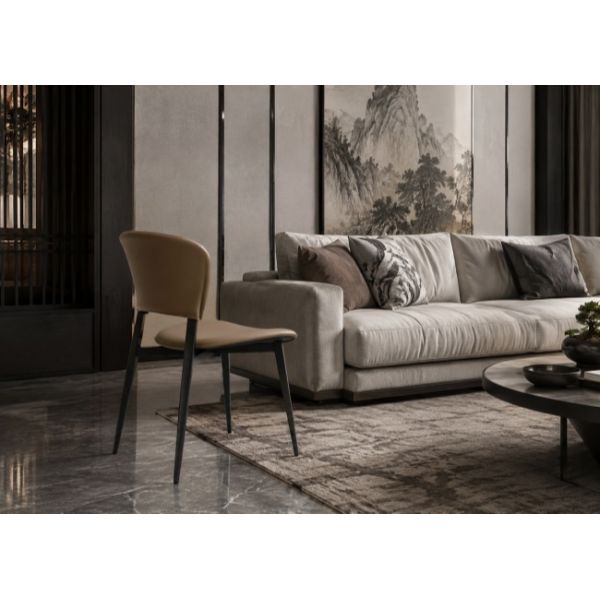 Microfiber Commercial Lounge Chair Brown Leather Accent Chair For Hotel Home