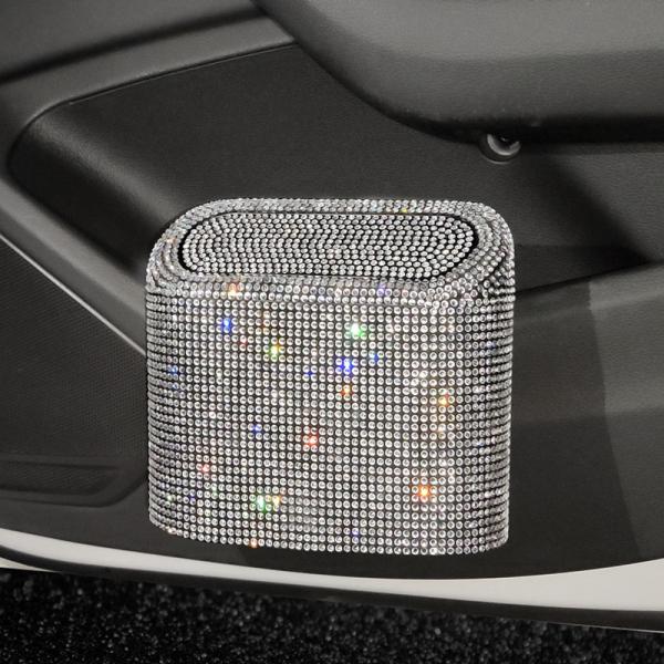 Shiny New Car Hanging Garbage Collection Dual Purpose Portable Diamond-encrusted Trash Can