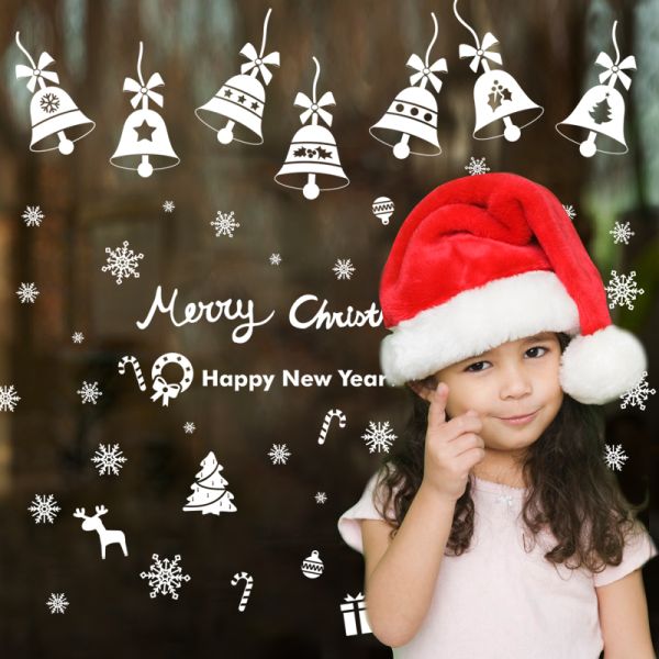 Bell Snowflake Christmas Wall Stickers Removable PMS/CMYK Colour Eco - Friendly