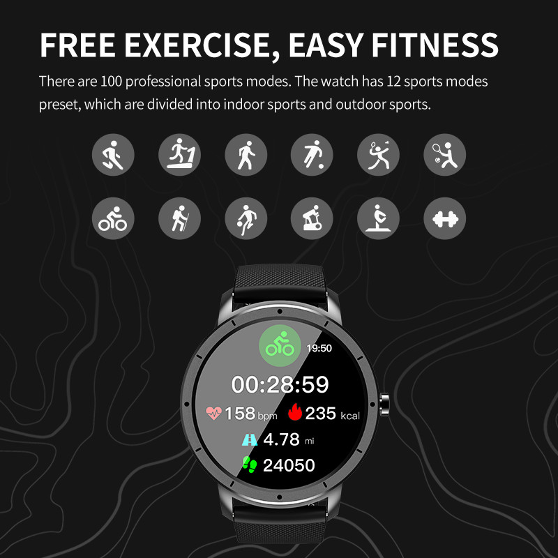 Smartwatch Bluetooth 5,2 GPS переключателя шкалы водоустойчивый 1,32 дюйма