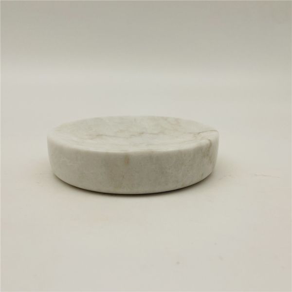 Nature Mable Accessories Set Round Shape Kalala White Marble Hand Soap Dispenser