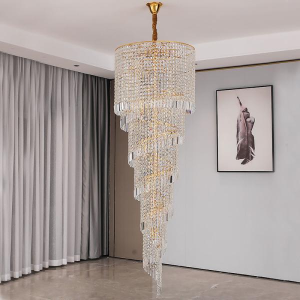 Long Hign ceiling Crystal Chandelier For Hall Project Staircase Stairwell Chandelier(WH-CY-202)