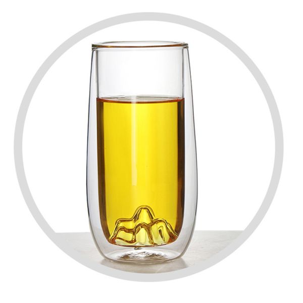 Кружки кофе ясности Шап горы, боросиликат изолировали двойную чашку стекла стены