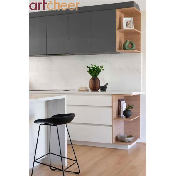 Custom Contemporary Design Kitchen Cabinet with Hardware Fittings for Villa Project