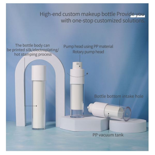 15 ml 30 ml 50 ml Bouteille blanche sans air Crème cosmétique Bouteille en plastique pour emballage de soins de la peau