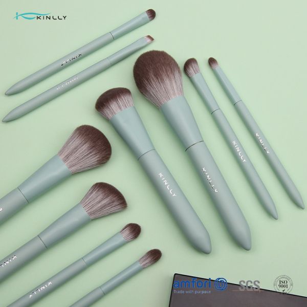 Wooden Handle 10pcs Alu Ferrules Cosmetic Makeup Brush Set