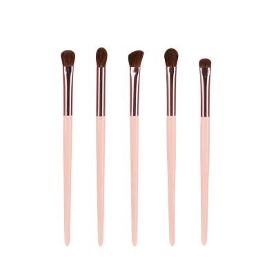 5pcs conjunto de pincéis de viagem rosa, pincel de mistura de sombra de cabelo pônei com bolsa de poliuretano