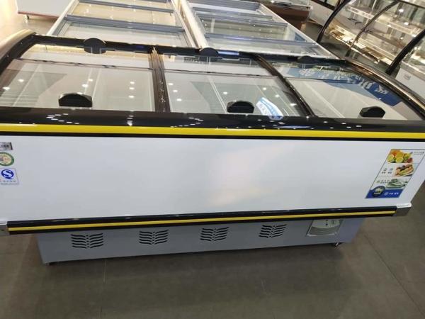 Commercial Direct Cooling Glass Door Display Freezer Horizontal Island Cabinet