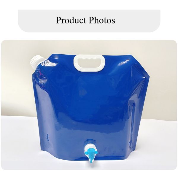 8L Reusable Plastic Water Pouch Outdoor Camping Hiking Portable Water Bags Drinking Flat Bottom Folding Water Bag with Spout