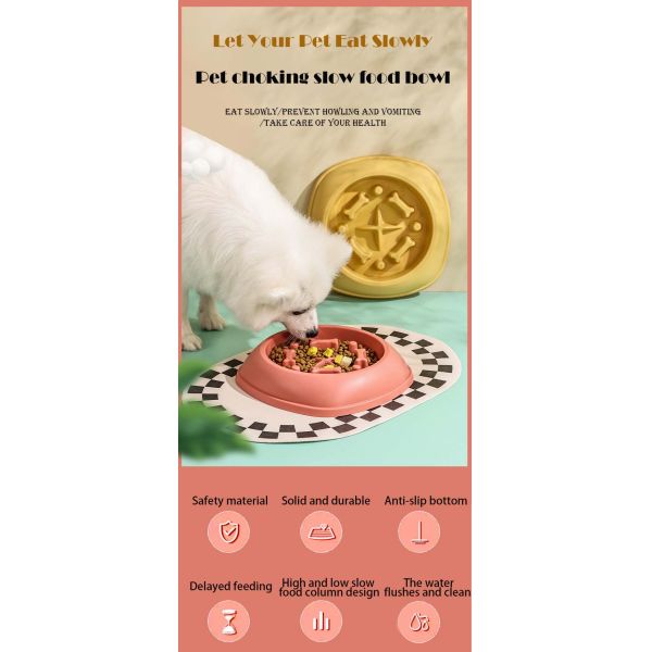 Healthy Round Pet Dog Slow Food Bowl for Reduced Choking Risk and Improved Digestion