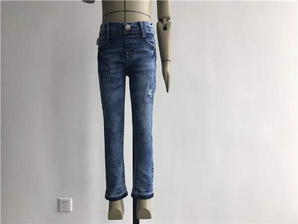 70% Cotton Kids Denim Jeans Medium Mottled Wash Pull On Denim Jeggings For Children