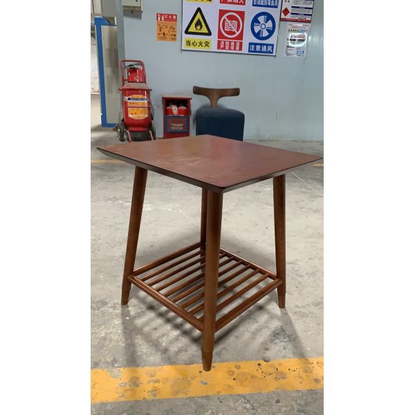 Home Solid Wood Square Side Table Furniture 500*500mm With 2 Shelves