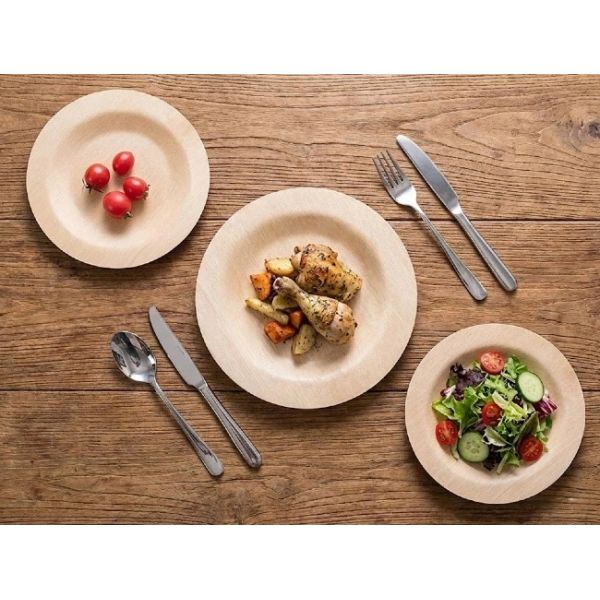 Natural Round Disposable leaf Bamboo Plates Bulk For Catering Microwavable