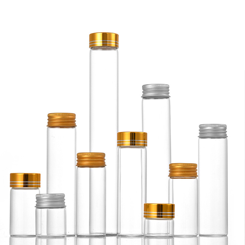 30mm Flat Bottom Borosilicate Glass test Tubes Sample Bottle with Aluminum Screw Cap
