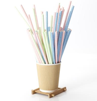 Eco Friendly Biodegradable Striped Paper Straws Disposable Paper Drinking Straws