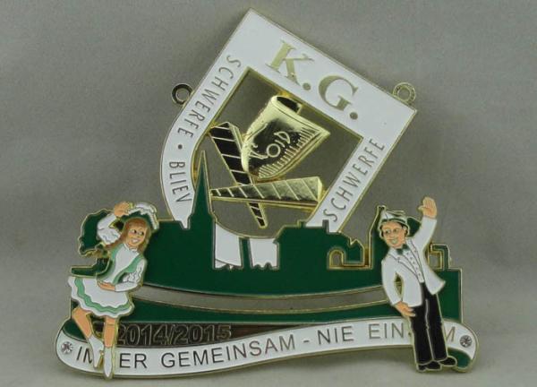 Germany Carnival Zinc Alloy Medal , 3D Design With Slipper Pieces Gold Plating For K.G.