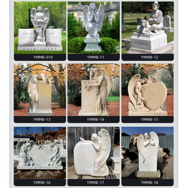 Hand Carved Marble Memorial Black Tombstones and Monuments for Sale