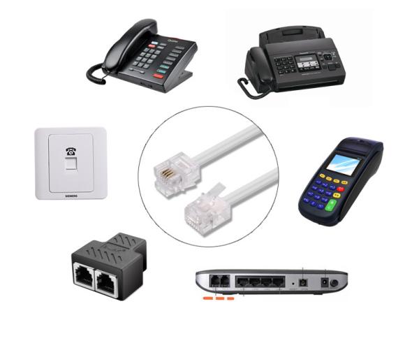 1 metro 24AWG Telefone Flat Cable Telefone Cordão RJ12 Para RI12 6P6C