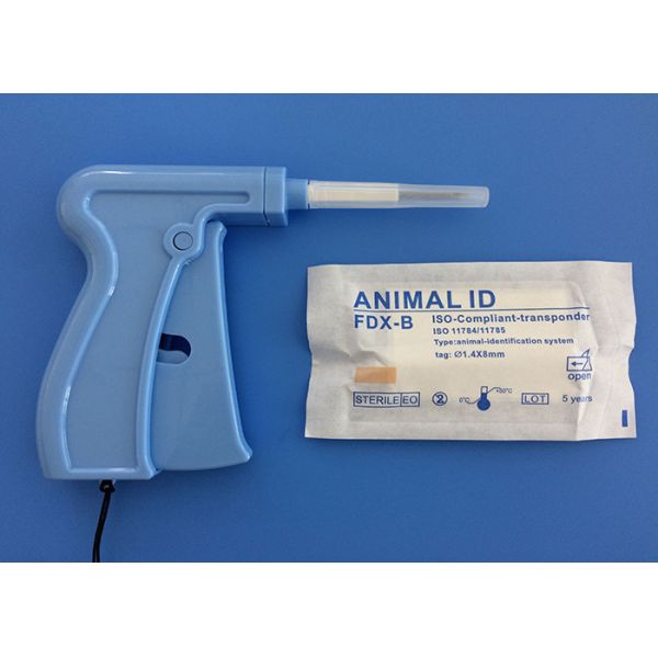 RFID Animal ID ISO Transponder Microchip 1.4*8mm With 3 Stickers Barcode Label