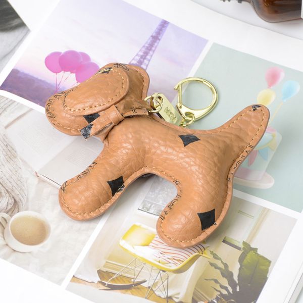 OEM Leather Teddy Bear Keychain , 65mm Cute Keychains For Women
